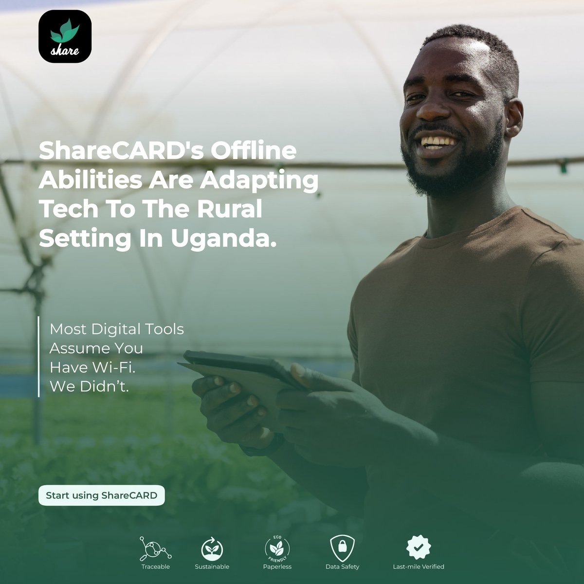 sharecard_app's tweet image. ShareCARD&apos;s offline feature is adapting tech to the rural setting in Uganda.
Most digital tools assume you have Wi-Fi. We didn’t.
Because when you&apos;re serving Uganda’s last mile, offline isn’t a feature it’s a necessity.

#OfflineFirst #LastMileTech #RuralInnovation #ShareCARD
