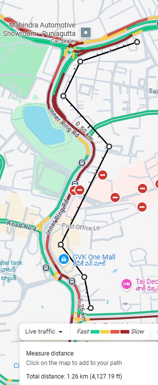HYDTP's tweet image. #HYDTPinfo
#TrafficAlert
Due to heavy flow of traffic and peak hrs, vehicular movement is currently slow from Himalaya Book Store, NFCL left turn, NIMS Back gate, GVK towards Taj Krishna.
#TrafficUpdate
