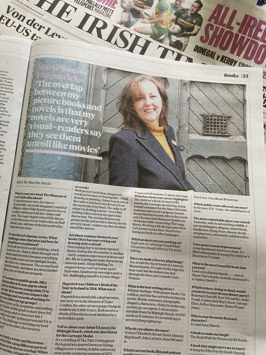 Marie-Louise Fitzpatrick (@marielouisefit1) on Twitter photo Chatting with <a href="/MartinDoyleIT/">Martin Doyle</a> in today’s <a href="/IrishTimes/">The Irish Times</a> about The Museum of Lost Umbrellas, which comes out Thursday, and various bookish things. ☂️🧙🏻♀️✨ 🥳 <a href="/FaberChildrens/">Faber Children's</a> <a href="/AliSewan/">Alice Swan 🇺🇦</a> Chatting with <a href="/MartinDoyleIT/">Martin Doyle</a> in today’s <a href="/IrishTimes/">The Irish Times</a> about The Museum of Lost Umbrellas, which comes out Thursday, and various bookish things. ☂️🧙🏻♀️✨ 🥳 <a href="/FaberChildrens/">Faber Children's</a> <a href="/AliSewan/">Alice Swan 🇺🇦</a>