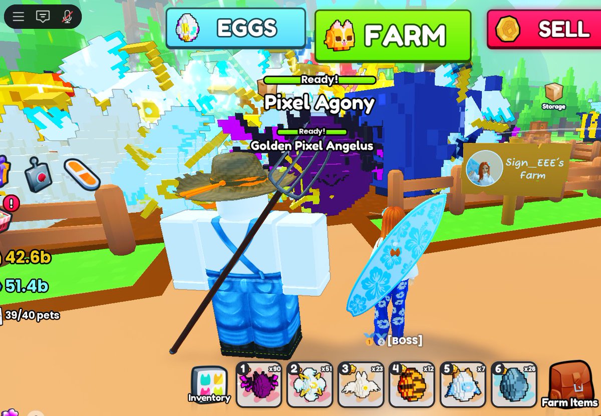 Sign_EEE's tweet image. Uncle Preston is admiring my farm lolz 🤣#BigGames #PetSimulator99