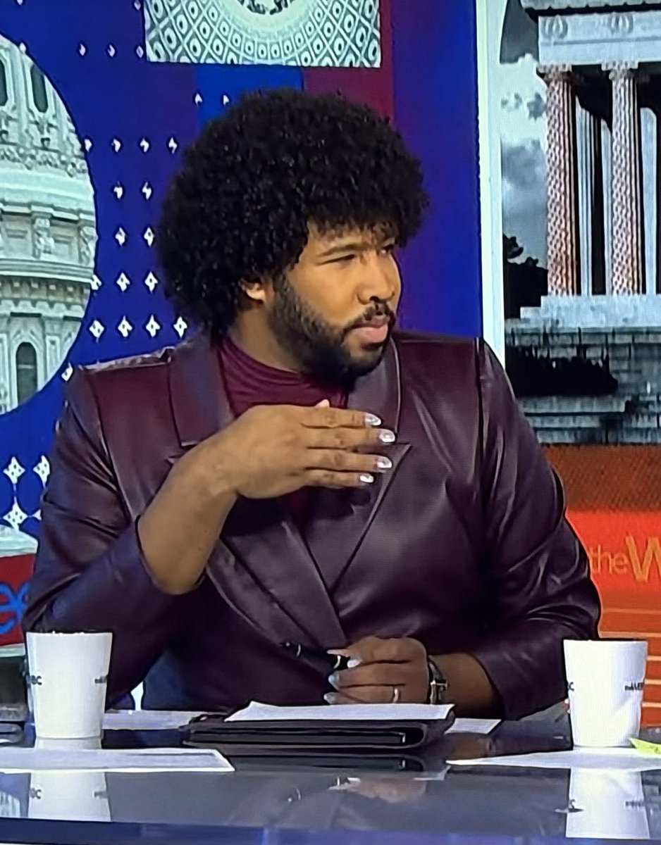 IfSixWere9's tweet image. Why is there a dude with colored nail polish wearing women’s clothing hosting on @MSNBC I mean, come on man.