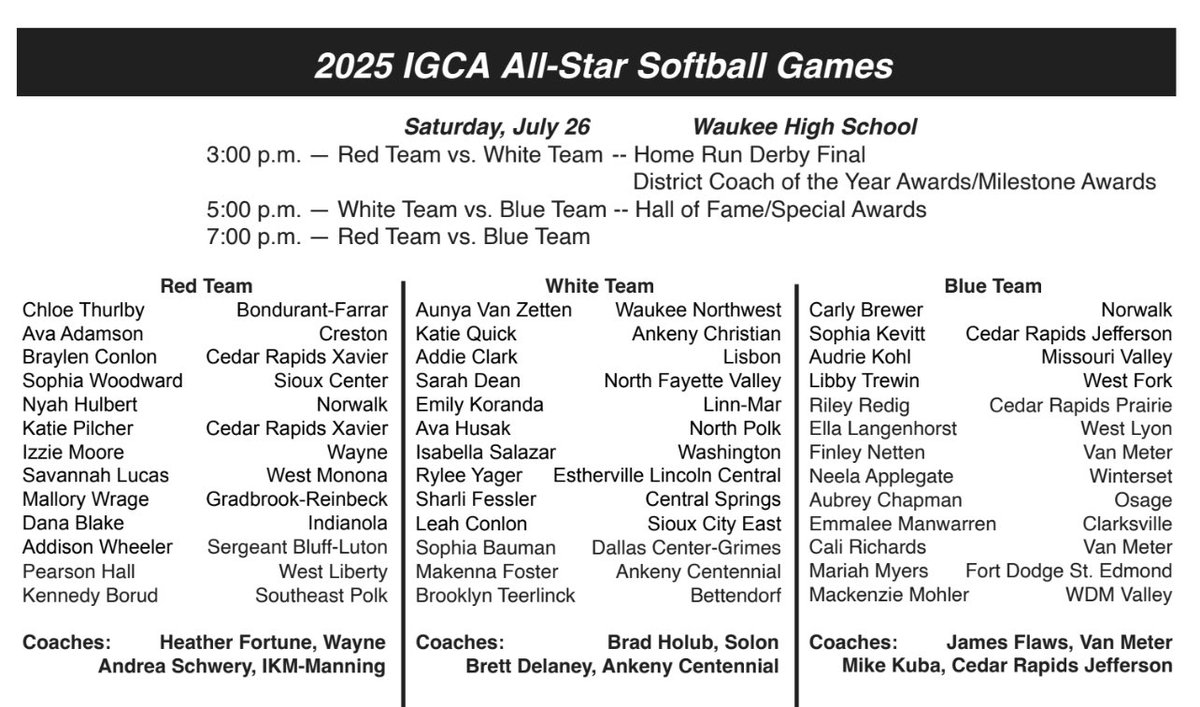 Run it back ONE LAST TIME!!  

<a href="/sophiakevitt/">Sophia Kevitt</a> and Coach Kuba are involved in the <a href="/IGCAcoach/">IGCA</a> all star softball game!!  

You must purchase tickets here tickets.gobound.com/tickets/events…

🐦 🥎 #Play2Win2