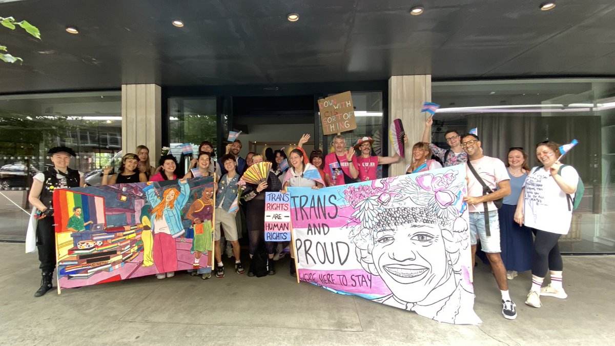 BFI's tweet image. Proud to stand in solidarity with our trans colleagues and community at today’s London Trans+ Pride 🏳️⚧️
Our Queer Network is marching alongside our queer friends, allies and neighbours from the cultural sector ✨
