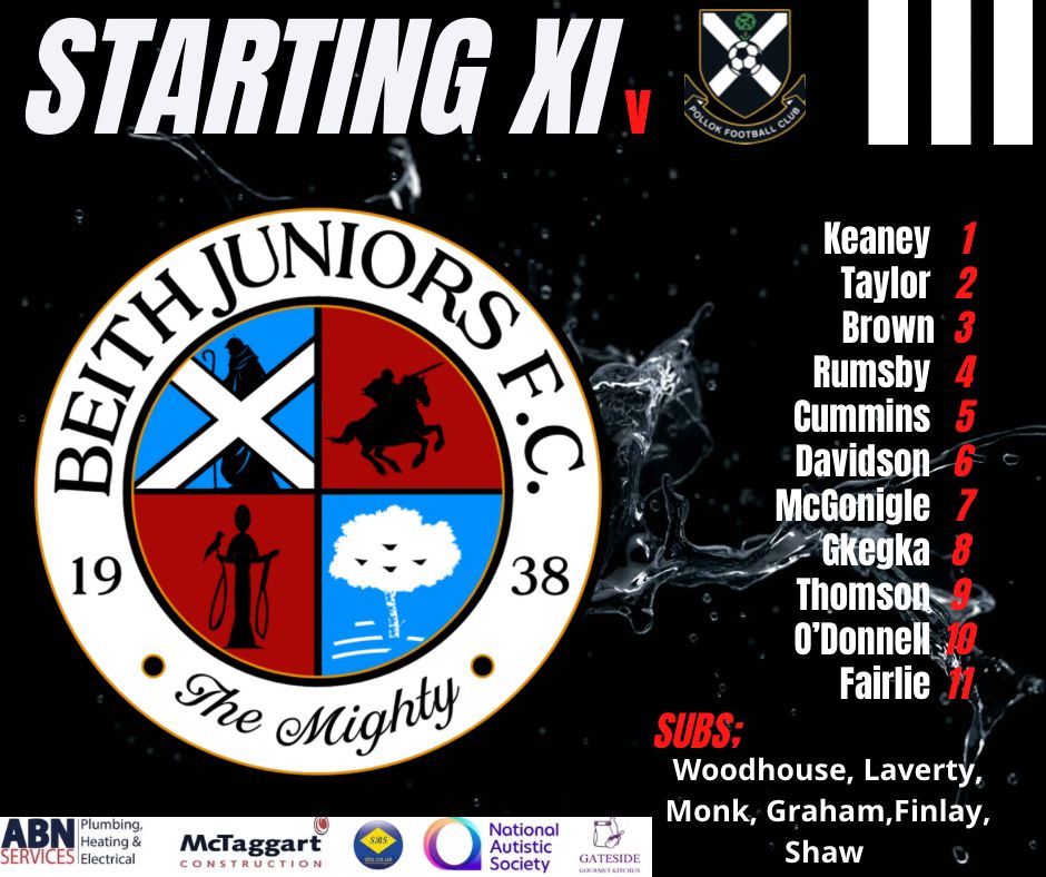 BeithJuniorsFC's tweet image. Today’s line ups