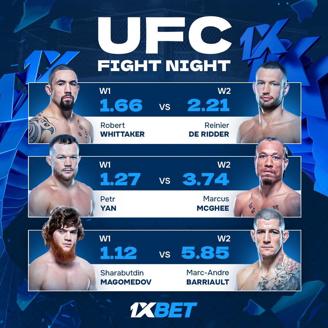 1xBet_Eng's tweet image. Here we go again! #UFCAbuDhabi 🔥

Enjoy great fights with 1xBet

We have a new challenge for you:
• stay active under every post about UFC
• press ❤️ 
• follow @1xBet_Eng &amp;amp; repost this tweet 

10 winners will receive $10 promo, 3 winners will get $20 promo &amp;amp; only one random…