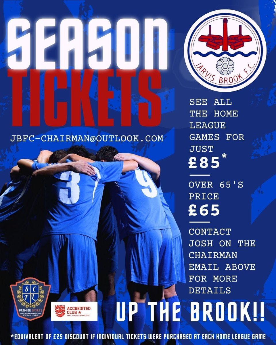 JARVISBROOKFC's tweet image. A first season in Senior football is nearly upon us. Get ahead of the game with the first ever JBFC season ticket! Enquire now.