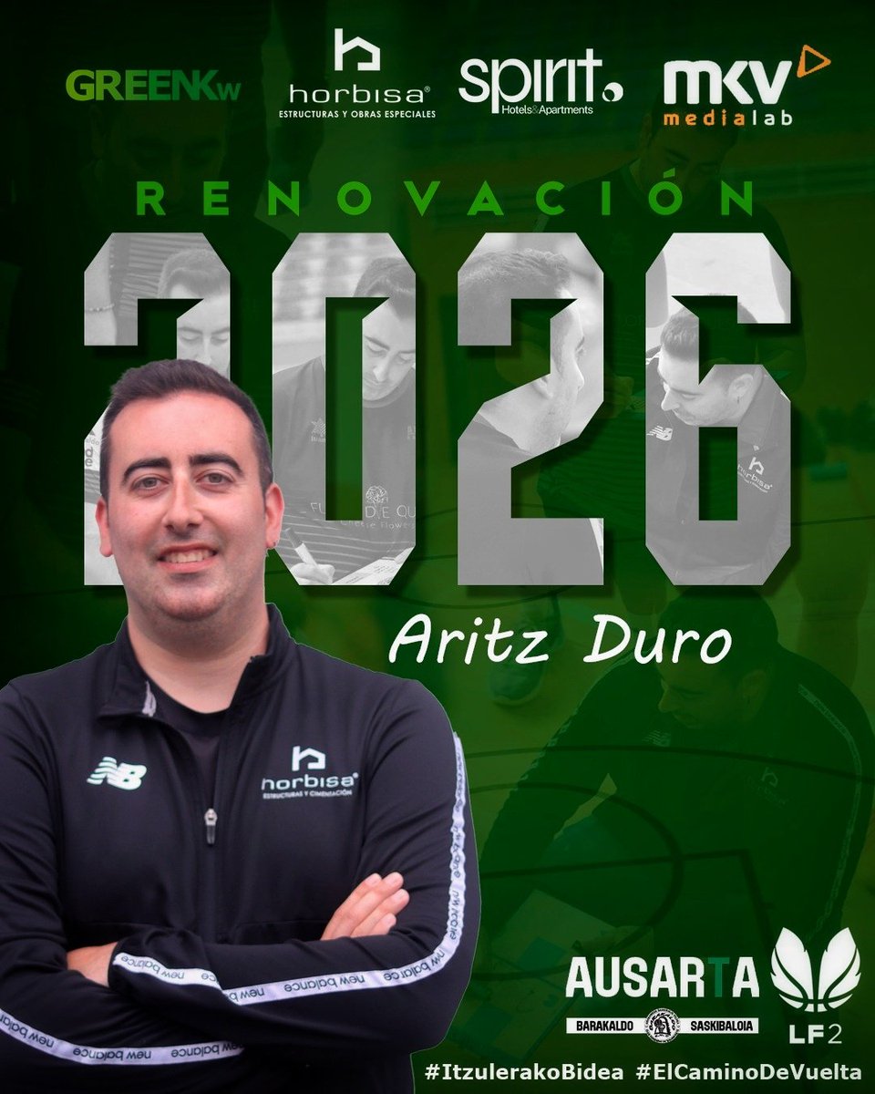 Zurekin 🖤💚

🔝 Aritz Duro seguirá siendo el entrenador del Horbisa Spirit GreenKW Barakaldo 

🫡 Eroriz ikasten bada oinez, has gaitezen bidea egiten 

🫶🏻 Aurki Lasesarren zurekin berriz egoteko irrikitan <a href="/DuroAritz/">Aritz Duro</a>

#ItzulerakoBidea