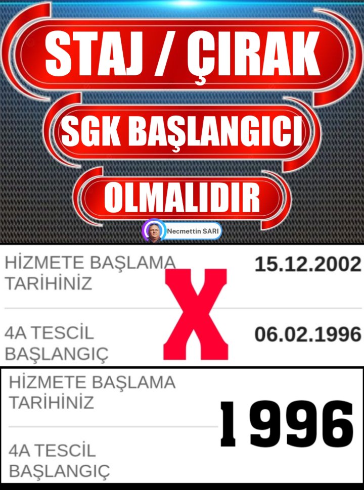 Sevgi Türken (@turkensevgi1) on Twitter photo Küçük yaşta döktüğümüz alın terinin emeğimizin karşılığını istiyoruz e-devlet sisteminde görünen ilk işe giriş tarihimiz SGK başlangıcı olsun
<a href="/RTErdogan/">Recep Tayyip Erdoğan</a>
<a href="/_cevdetyilmaz/">Cevdet Yılmaz</a>
Kızıl Elma Yolunda
#StajyerÇırakMağdurOlmasın
#SigortasızMeslekOlmaz Küçük yaşta döktüğümüz alın terinin emeğimizin karşılığını istiyoruz e-devlet sisteminde görünen ilk işe giriş tarihimiz SGK başlangıcı olsun
<a href="/RTErdogan/">Recep Tayyip Erdoğan</a>
<a href="/_cevdetyilmaz/">Cevdet Yılmaz</a>
Kızıl Elma Yolunda
#StajyerÇırakMağdurOlmasın
#SigortasızMeslekOlmaz
