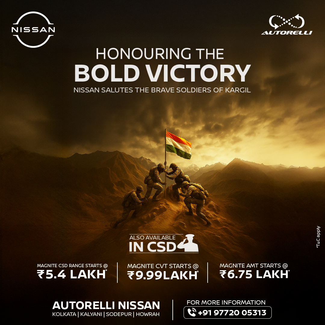 AutoRelli Nissan Kolkata (@nissanautorelli) on Twitter photo ๐๐ฎ๐ญ๐จ๐ซ๐๐ฅ๐ฅ๐ข ๐๐ข๐ฌ๐ฌ๐๐ง salutes the courage of our soldiers with exclusive CSD offers on the bold and powerful ๐๐ข๐ฌ๐ฌ๐๐ง ๐๐๐ ๐ง๐ข๐ญ๐.
๐ WhatsApp us at wa.me/+919147097406 to secure your booking today.
#Autorelli #Nissan #Kolkata #HonouringHeroes #BoldVictory ๐๐ฎ๐ญ๐จ๐ซ๐๐ฅ๐ฅ๐ข ๐๐ข๐ฌ๐ฌ๐๐ง salutes the courage of our soldiers with exclusive CSD offers on the bold and powerful ๐๐ข๐ฌ๐ฌ๐๐ง ๐๐๐ ๐ง๐ข๐ญ๐.
๐ WhatsApp us at wa.me/+919147097406 to secure your booking today.
#Autorelli #Nissan #Kolkata #HonouringHeroes #BoldVictory