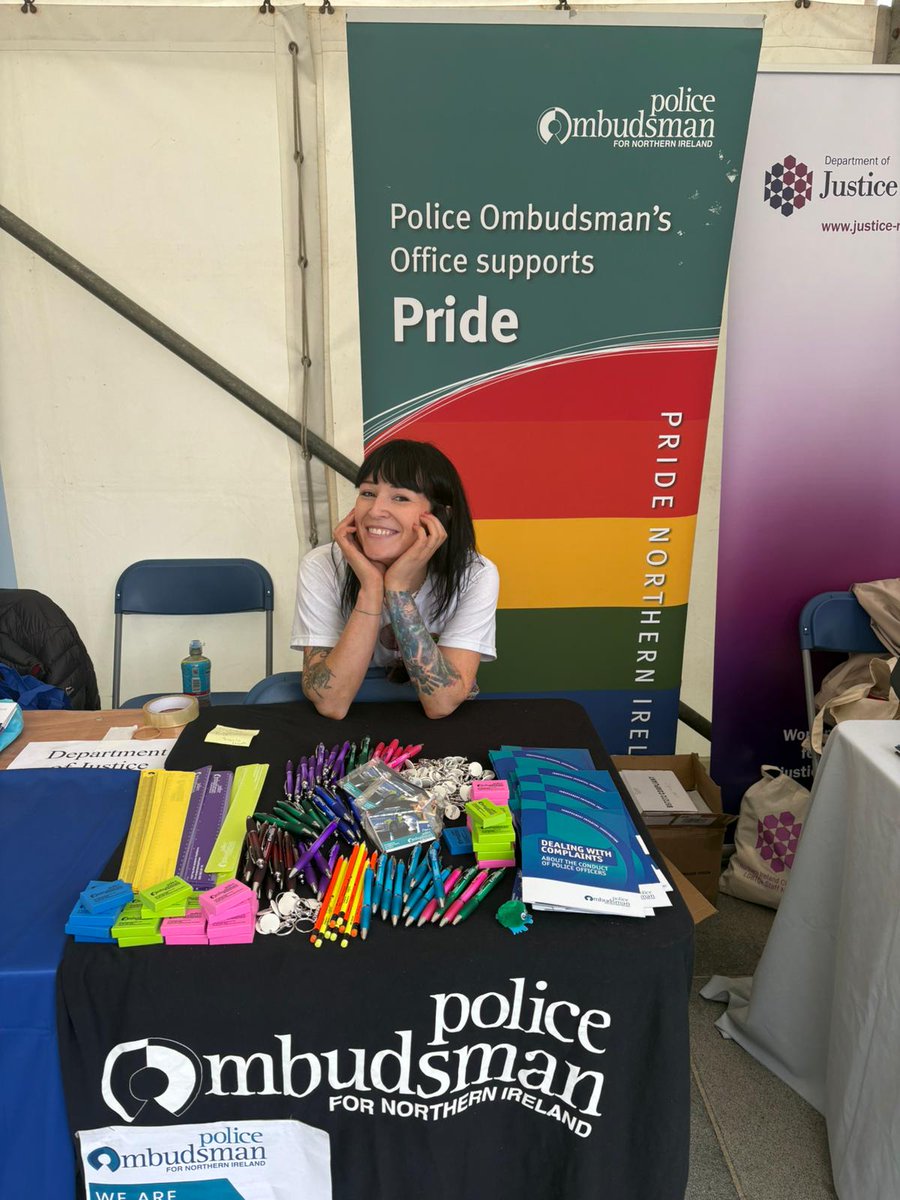 If you're at #BelfastPride today you'll find the Police Ombudsman's stand in the #PrideVillage beside the Lagan Lookout. Drop by to chat to some of our staff about our work, investigating complaints about the police.