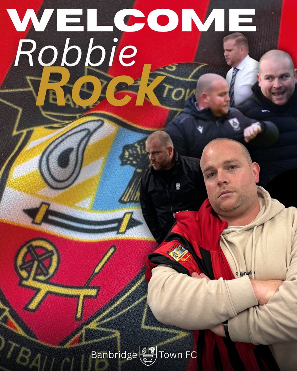 banbridgetownfc's tweet photo. I also look forward to seeing the supporters at our next game. I have heard some excellent things about them and how they support the team home and away. 

This is an exciting time for us all.”

Welcome Robbie! 🔴⚫️
#monthetown https://t.co/Va7DvxFMk8