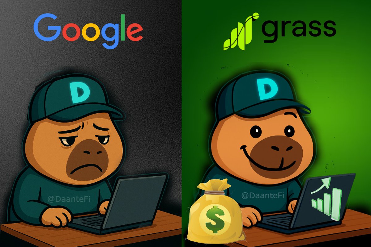 DaanteFi's tweet image. Ever feel like Google gets rich off your internet and you get nothing?
Same here.
That’s why I started looking into Grass, a Solana project that lets you earn from your unused bandwidth.
Here’s everything I found about $GRASS 🧵👇
#Crypto #Solana #Grass