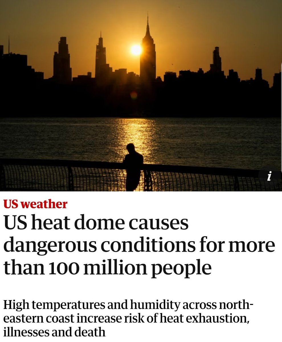 The "greatest nation on Earth" is gasping under a heat dome. 100+ million lives at risk.This isn't just bad weather. It's climate collapse ..fueled by greed, denial, and delay. How many must suffer before leaders stop playing politics with our planet?This is murder by inaction.