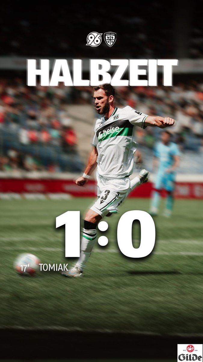 Hannover96's tweet image. 45‘ Pause im Test gegen @CagliariCalcio. ⏸️
Zum Livestream: ➡️ hannover96.de/livestream. 📺
#H96 #NiemalsAllein ⚫️⚪️💚 | #H96CAG 1:0