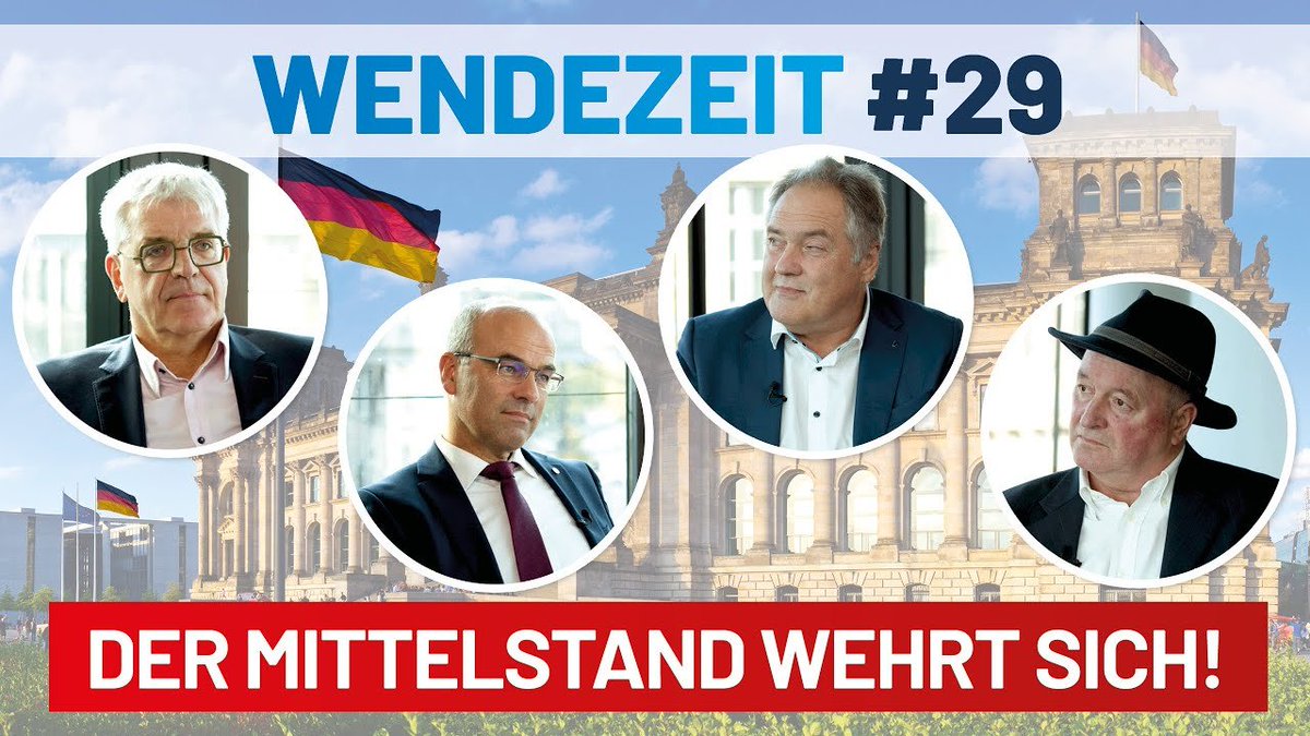 "Deutschland geht mit dieser fatalen Politik krachen!" Unternehmer reden Klartext!
►►► youtu.be/Ep4Ab0S6oTs

Wendezeit #29 - Der Mittelstand wehrt sich!
Die Hunderttausenden Unternehmer könnten die falsche Politik in Deutschland stoppen - schließlich finanzieren ihre