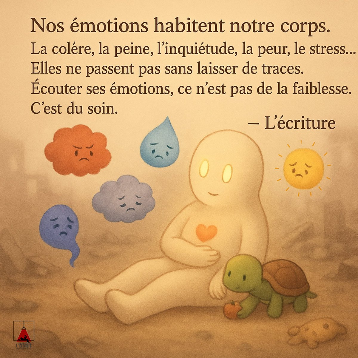Ecriture2's tweet image. Tu as le droit d’être traversé·e par des émotions lourdes.
Tu as le droit de pleurer, de trembler, de ne pas comprendre.
Ce n’est pas une preuve de faiblesse.
C’est un message de ton corps qui te demande de l’attention.
Tu n’es pas trop sensible.
Tu es vivant·e.