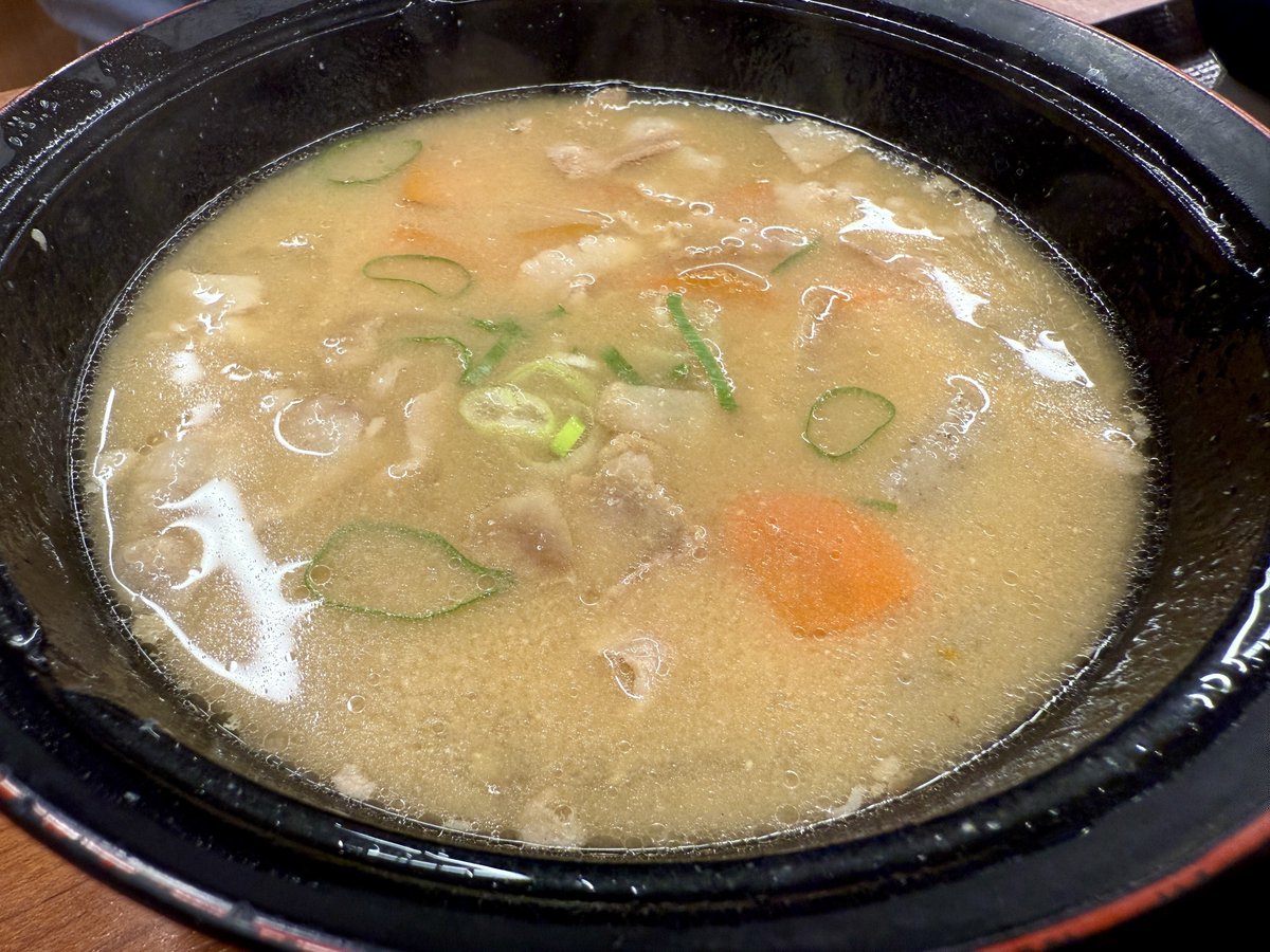 aochins8's tweet image. 明日は一日炎天下で過ごすの確定だから塩分補給しにきた。いつもうまいけど今日は野菜のおいしいところがたくさん溶け込んでて絶品でした。
#かつやは豚汁屋