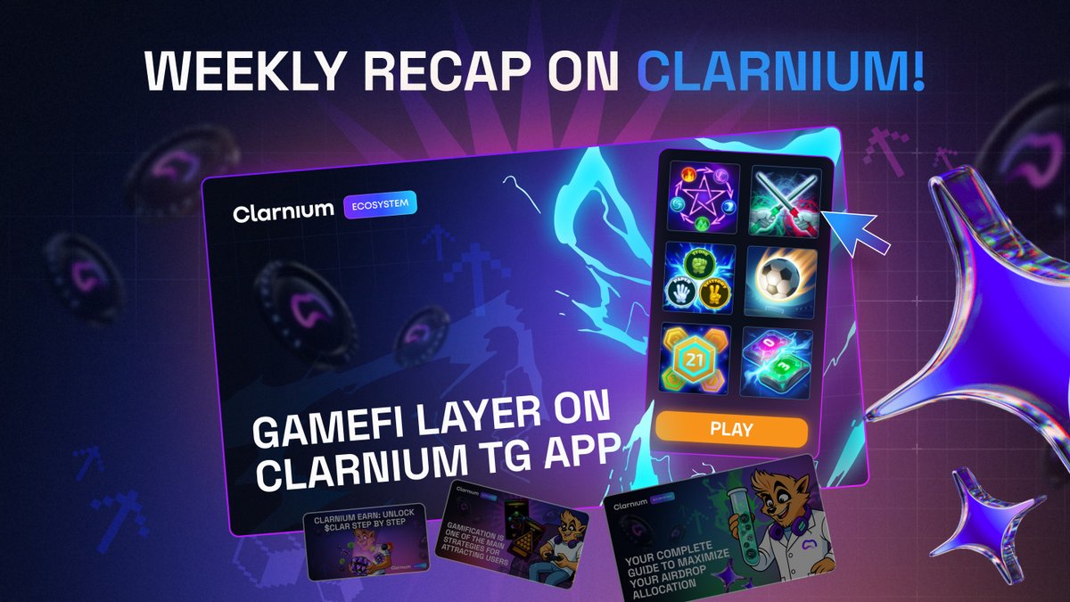 clarnium_io's tweet image. Weekly Recap. What Clarnium Build, What’s Next
Another week and another step forward for us and our community.
From social quests to future token launches, Clarnium’s EARN tab is your step-by-step path to bigger rewards.
Want to make every action count before TGE?
Here’s the…