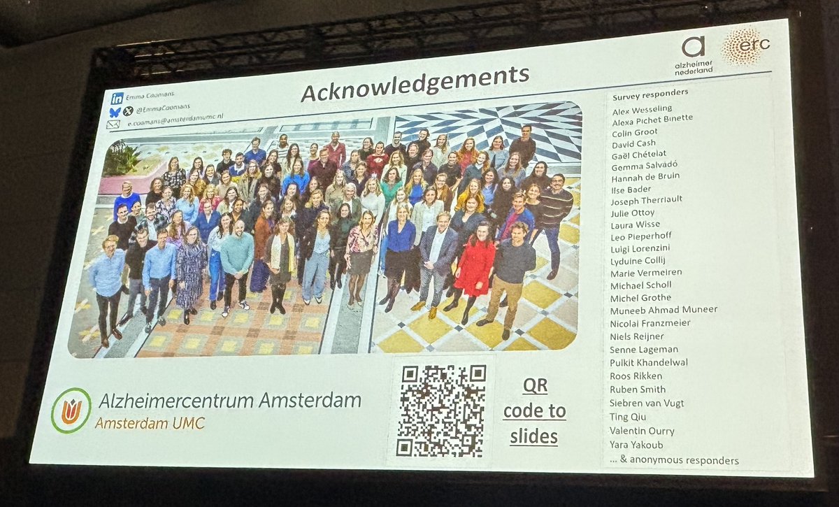 Neuroimaging PIA (@neuroimagingpia) on Twitter photo We started #AIC25 off with a great plenary by <a href="/EmmaCoomans/">Emma Coomans</a> giving the yearly "Year in Review"! Such an informative and comprehensive talk, giving a great overview of all the important neuroimaging work of the last year. See the last image for a QR code to download slides! 👏👏 We started #AIC25 off with a great plenary by <a href="/EmmaCoomans/">Emma Coomans</a> giving the yearly "Year in Review"! Such an informative and comprehensive talk, giving a great overview of all the important neuroimaging work of the last year. See the last image for a QR code to download slides! 👏👏