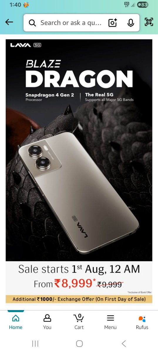 #BlazeDragon5G <a href="/LavaMobile/">Lava Mobiles</a>