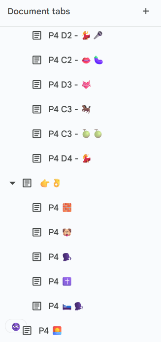 sootySlate's tweet image. google docs tabs are so difficult to use, man. you can&apos;t even merge them all automatically? I have 25 of these dang tabs for ONE oneshot. I have to copy-paste them all manually?????
