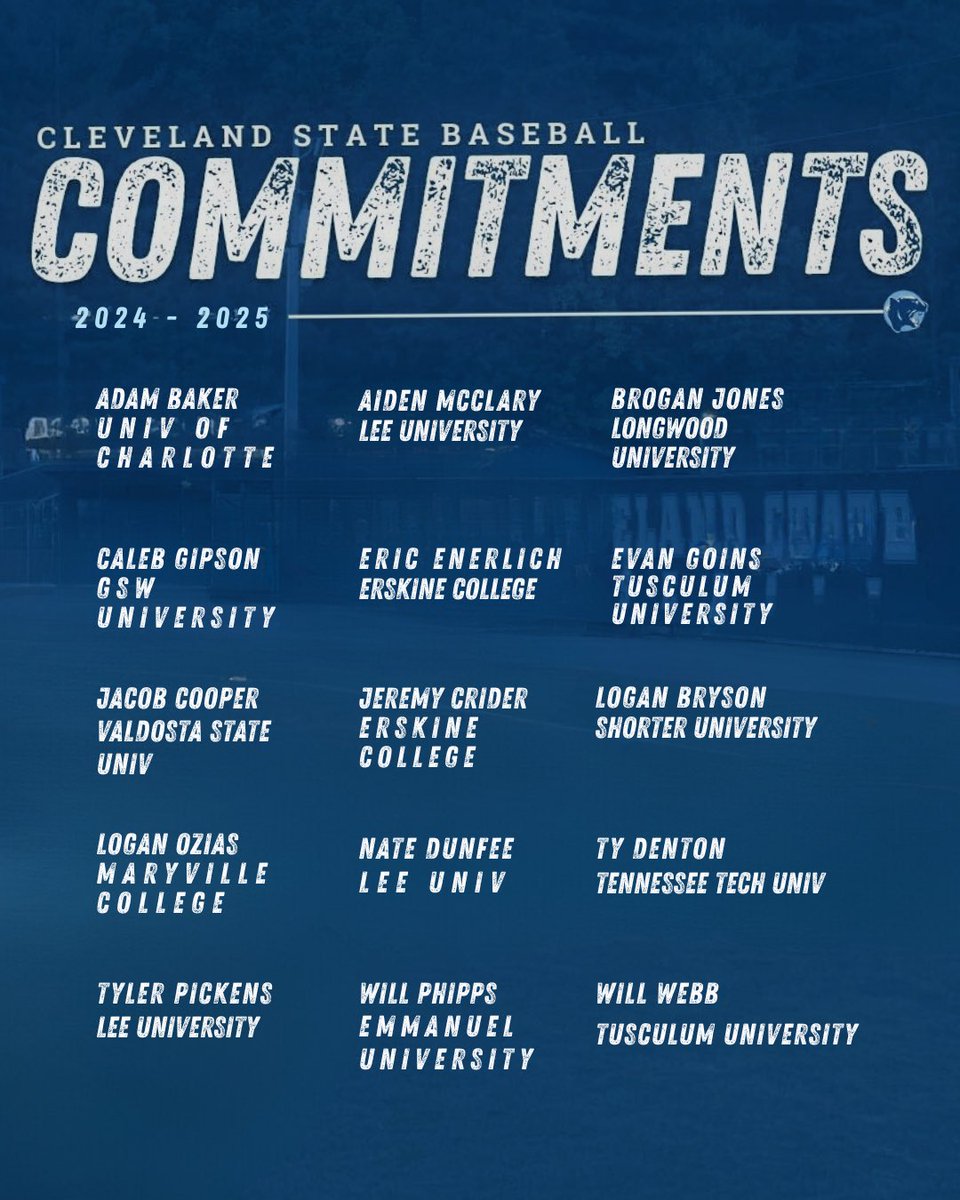 Cleveland State ā¾ļø (@cscc_bsb) on Twitter photo Congratulations to all of our guys from the 2024-2025 team for their commitments to 4 year programs next year! <a href="/CS_Athletics/">Cleveland State Cougars</a> Congratulations to all of our guys from the 2024-2025 team for their commitments to 4 year programs next year! <a href="/CS_Athletics/">Cleveland State Cougars</a>