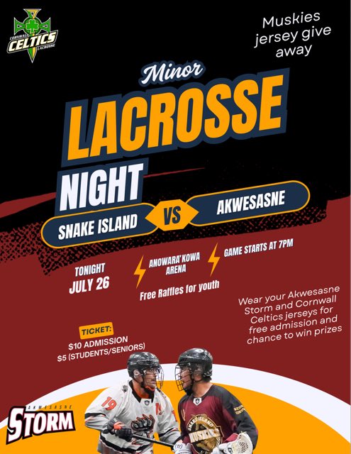 MuskiesLacrosse's tweet image. Join us tonight as we host @AkwesasneBucks and all youth have free chances to win cool prizes.