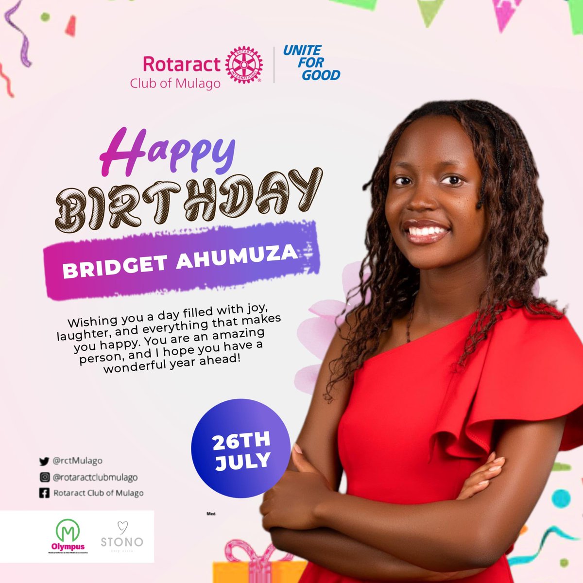Rotaract Club of Mulago, The Mpiso! (@rctmulago) on Twitter photo Happiest of Birthdayssss Ahumuza Bridget!🤩💕🎉  
The Mpiso loves & appreciates youuu!🤍✨ Happiest of Birthdayssss Ahumuza Bridget!🤩💕🎉  
The Mpiso loves & appreciates youuu!🤍✨