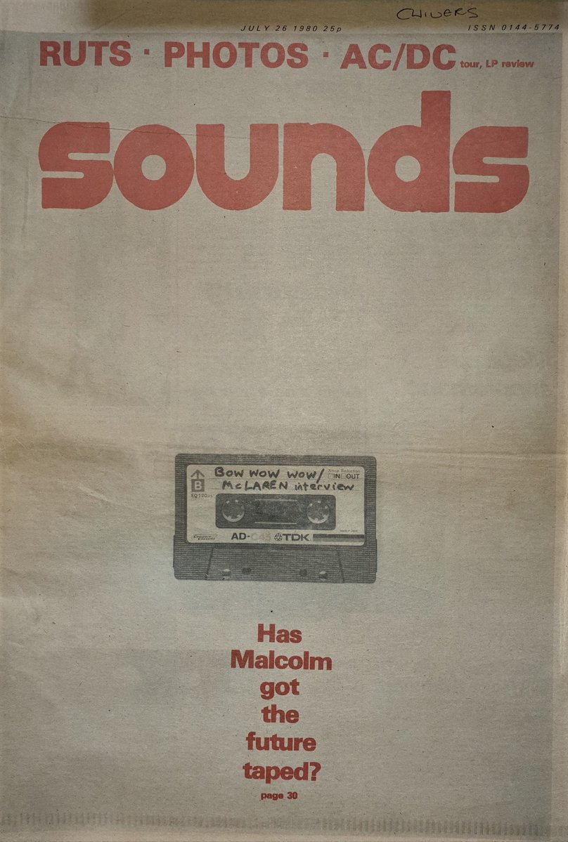 SoundsClips's tweet image. Sounds Front Cover 26th, July 1980 featuring the Malcolm McLaren's Bow Wow Wow interview.
@BowWowWowBand