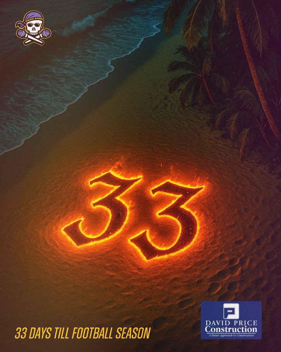 PR927FM's tweet image. 🏴‍☠️🏈 DavidPriceConstruction.com Football Countdown - JUST 33 DAYS until ECU Football kicks off the 2025 season with a Pirate Nation invasion in Raleigh as the Pirates take on NC State!