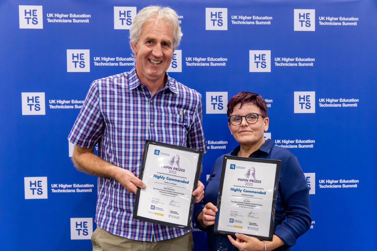 UoN Science (@uonscience) on Twitter photo Congrats to our technical staff recognised at this year's UK Higher Education Technicians Summit!
🏆Lee Hibbett won 2025 Papin Prize for 34+ years of advancing sustainable lab operations
🎊<a href="/UoNBiosciences/">UoNBiosciences</a> Plant Growth Team were honoured for excellence in research innovation. Congrats to our technical staff recognised at this year's UK Higher Education Technicians Summit!
🏆Lee Hibbett won 2025 Papin Prize for 34+ years of advancing sustainable lab operations
🎊<a href="/UoNBiosciences/">UoNBiosciences</a> Plant Growth Team were honoured for excellence in research innovation.