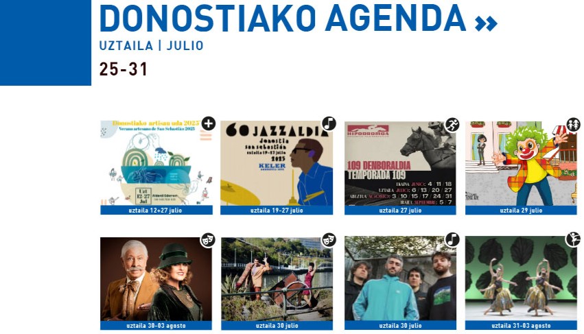 Ayto_SS's tweet image. 🟦 𝘿𝙤𝙣𝙤𝙨𝙩𝙞𝙖𝙠𝙤 𝘼𝙜𝙚𝙣𝙙𝙖
🎷¿Te gusta la música? ¿Prefieres el teatro? ¿Exposiciones? ¿Cine?
📖 Agenda [pdf] labur.eus/7fcjvrdo
☆ Buscador online: donostia.eus/agenda

#Donostia #SanSebastian #Agenda #AgendaDSS #InfoDSS @donostiakultura @santelmomuseoa…