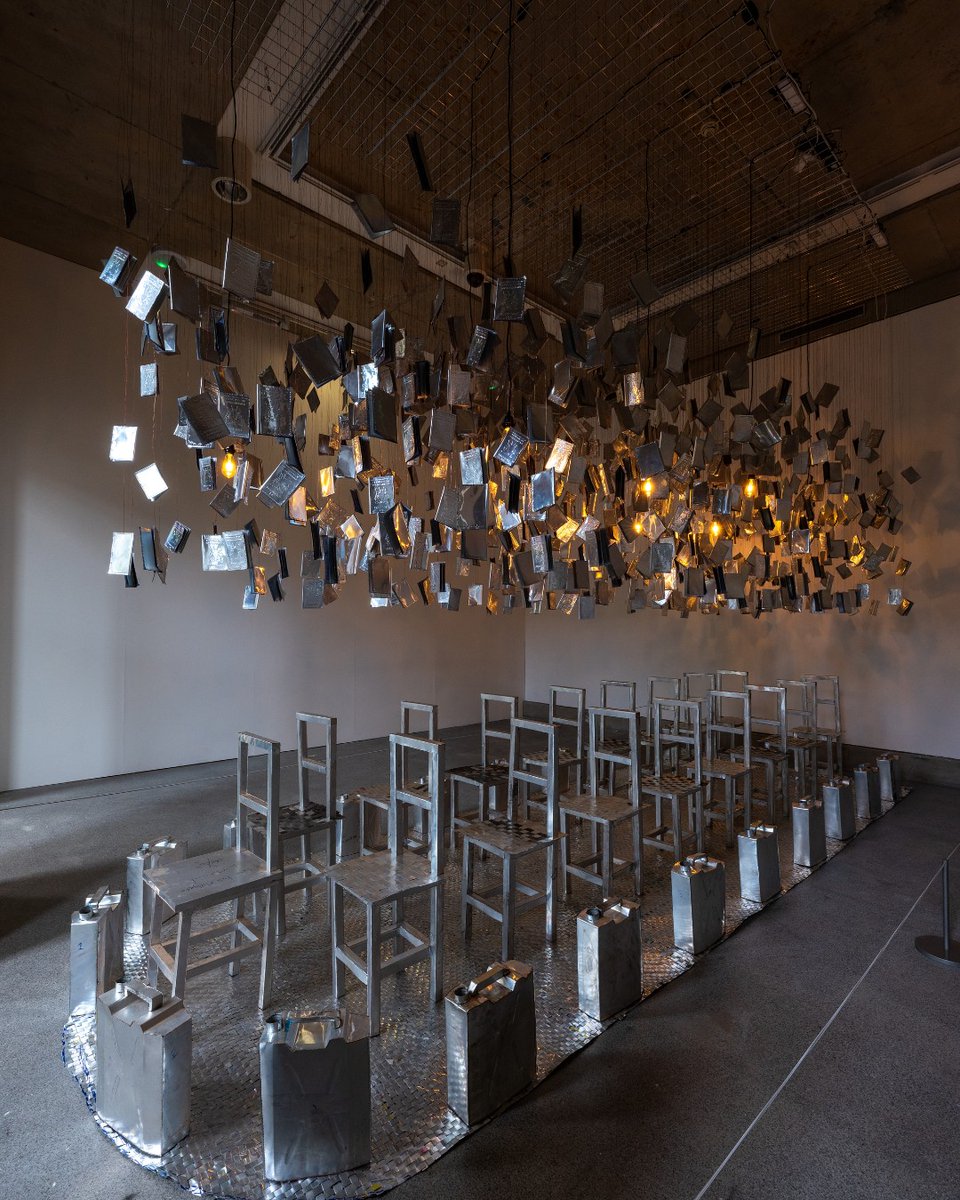 theBluecoat's tweet image. 'Muly'Ato Lima' by Odur Ronald features hand-stitched aluminium passports suspended from the ceiling, symbolising identification and bureaucratic thresholds of access and inclusion.
See this work in our Gallery as part of Liverpool Biennial. Open Tue-Sun, 11am-5pm. Free entry.