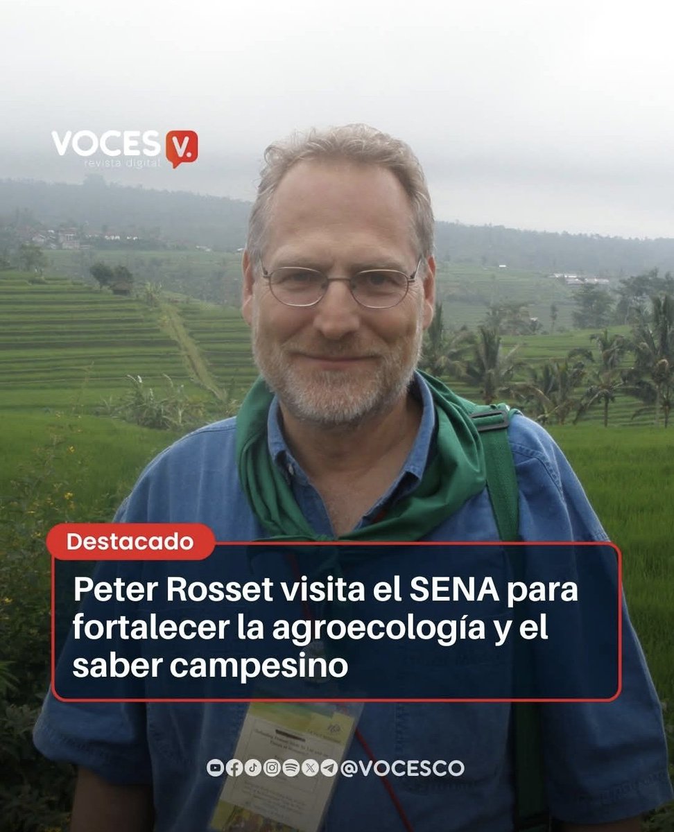 SENAComunica's tweet image. #SomosNoticia ya Peter Rosset se encuentra en Colombia.
A partir del Lunes contaremos con la participación de este experto en el evento ' Formación Campesina a Campesino: Agroecología, Soberanía Alimentaria y Reforma Agraria'.
Conéctate a todas las redes de @SENAComunica para…