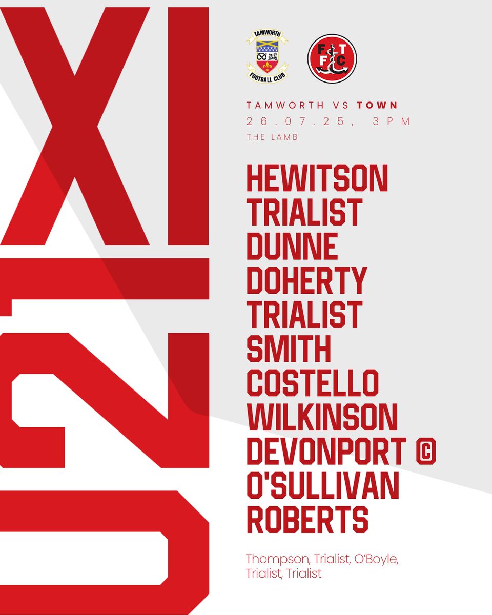 AcademyFTFC's tweet image. Your U21 team to take on @tamworthfc ⤵️📋
#OnwardTogether | #C’MonYouYoungCods