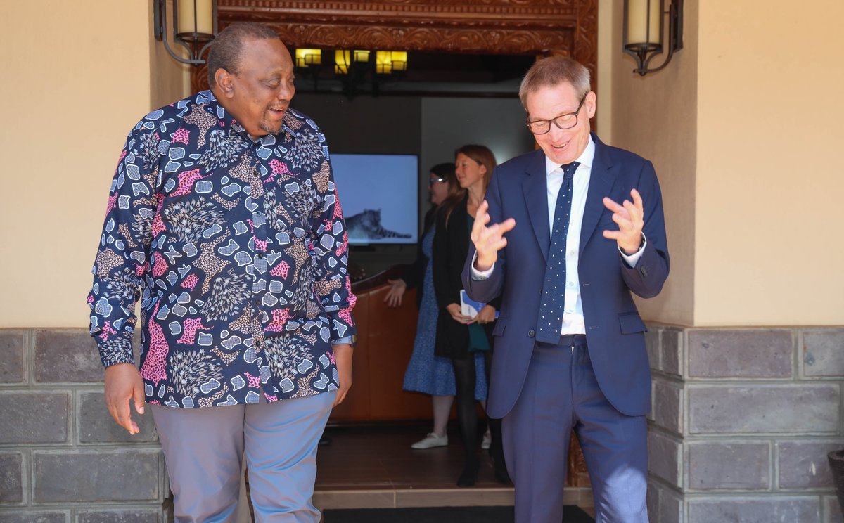 4thPresidentKE's tweet image. Former President Uhuru Kenyatta held discussions today with the British High Commissioner to Kenya, Neil Wigan OBE, during a courtesy visit at his residence.