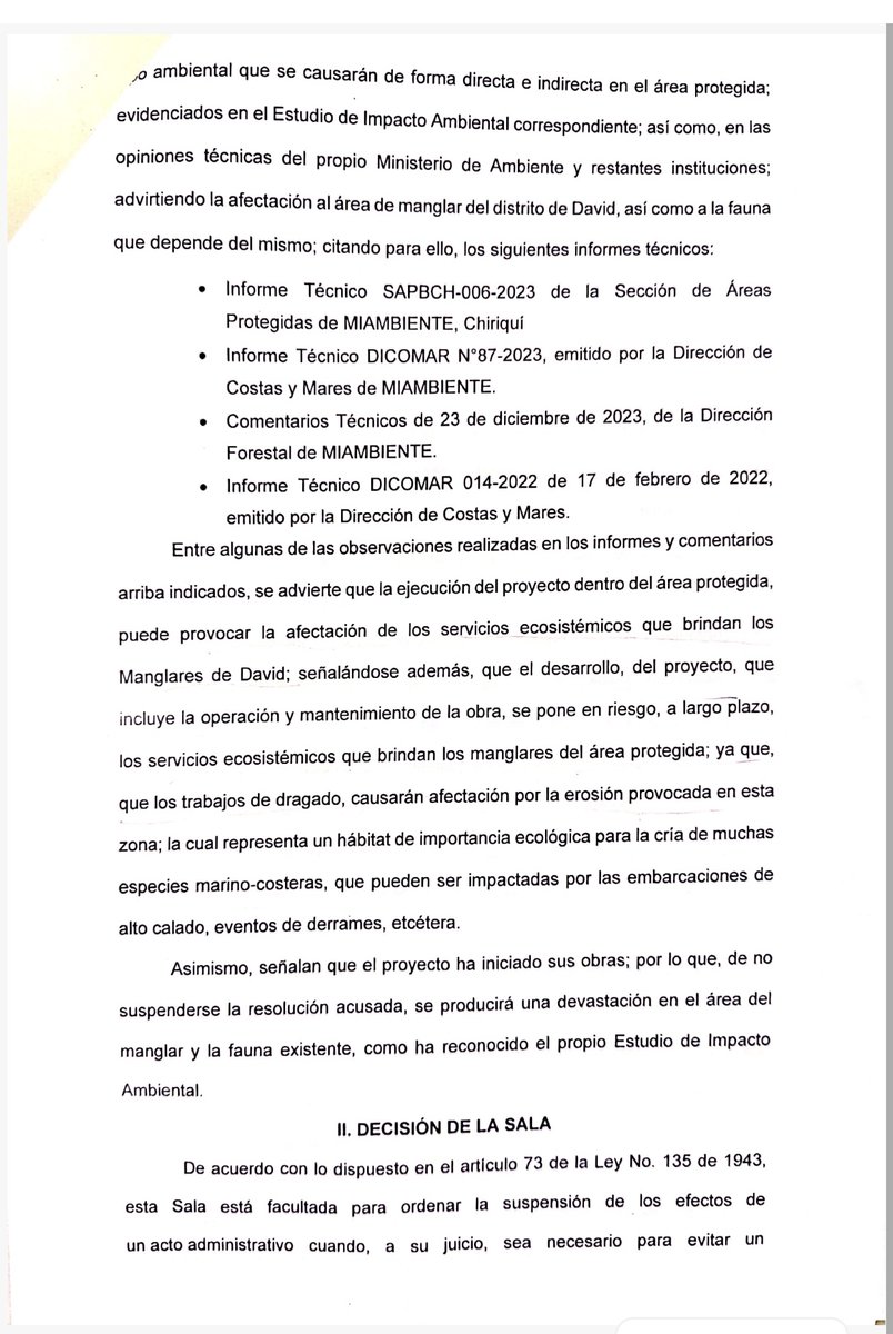 Hoy, 26 de julio, Día Internacional de la DEFENSA DEL ECOSISTEMA DE MANGLAR, alzo mi voz para decir que:

La Sala Tercera de la Corte, en su resolución del 22 de julio de 2025, citó los informes del Ministerio de Ambiente (@miambientepma), en los cuales se advierten los riesgos