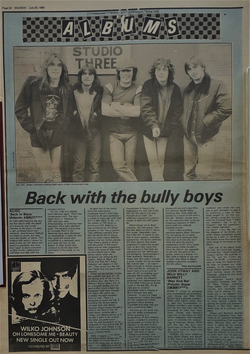 SoundsClips's tweet image. AC/DC's album 'Back In Black' reviewed by Phil Sutcliffe in Sounds 26th, July 1980. Pic by Robert Ellis.
@acdc
@BrianJohnson