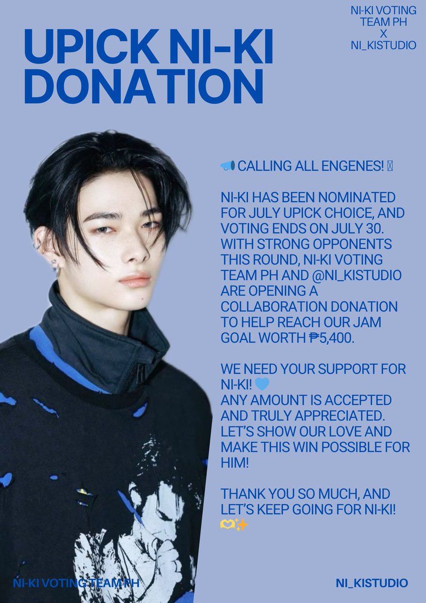 nikrangvotes's tweet image. A WIN FOR NI-KI 🙌
Engenes and Nikrangdans,to secure Ni-ki's win on UPICK THE CHOICE category in Upick.A collaboration with @NI_KISTUDIO we are opening a donation drive, any amount is a big help 🙏
🏆 4 amazing ads and +1 special badge
🔎docs.google.com/spreadsheets/d…
#NI_KI #니키