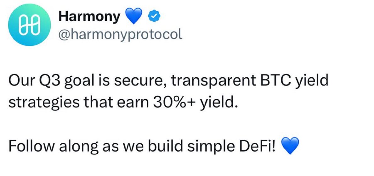 kratos.crazy.one ๐ (@kratos_harmony) on Twitter photo JUST IN: <a href="/harmonyprotocol/">Harmony ๐</a> is launching the most anticipated #Bitcoin LP Product by 2025, Q3 with +30% APY ๐
๐ฏ $10 per $ONE is on the floor!
๐ HODL: 1000+ $BTC to provide LP
๐ฅ The first Layer 1 blockchain to embrace <a href="/saylor/">Michael Saylor</a> #Bitcoin Strategy augmented by AI and itโs 1 JUST IN: <a href="/harmonyprotocol/">Harmony ๐</a> is launching the most anticipated #Bitcoin LP Product by 2025, Q3 with +30% APY ๐
๐ฏ $10 per $ONE is on the floor!
๐ HODL: 1000+ $BTC to provide LP
๐ฅ The first Layer 1 blockchain to embrace <a href="/saylor/">Michael Saylor</a> #Bitcoin Strategy augmented by AI and itโs 1