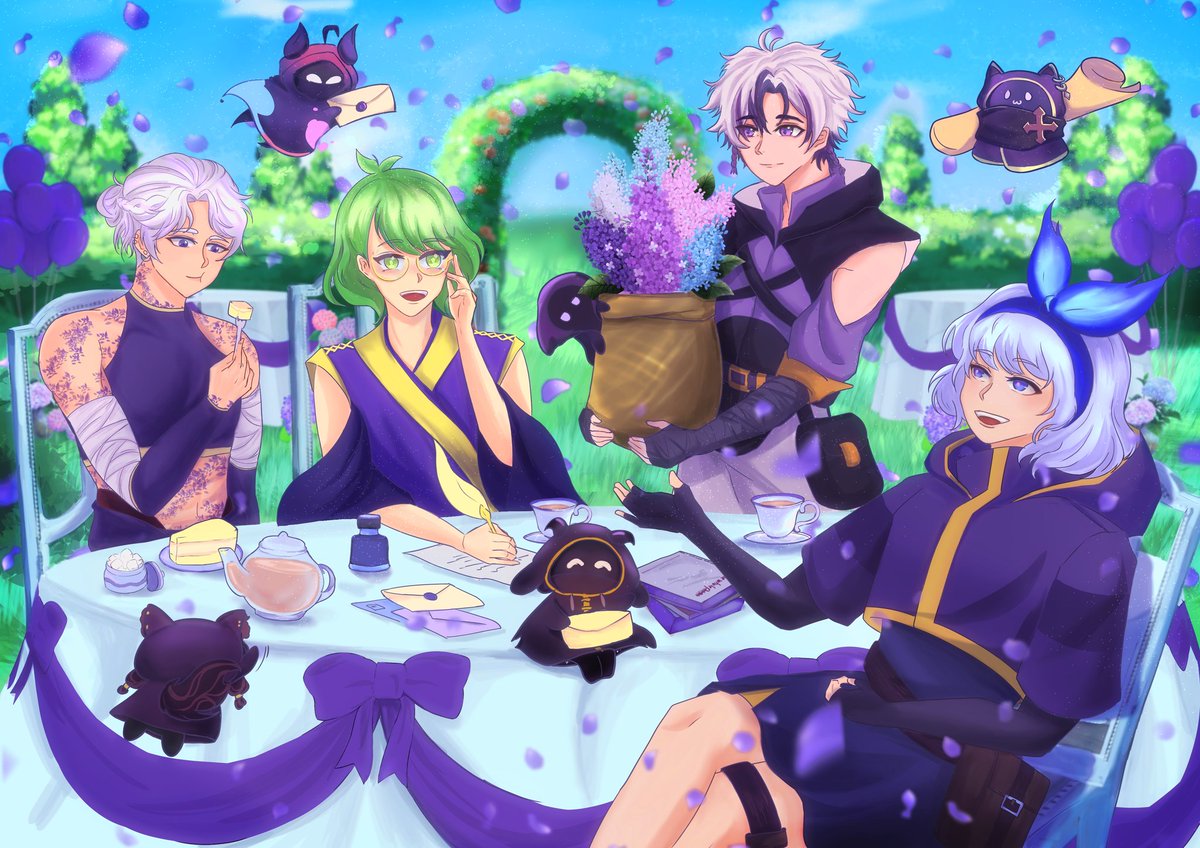 chxrrymnts's tweet photo. 💌 To: Leader Shoto! 💜

Here's my contribution for Bakumori Garden's Art Gallery!! 🎨
~ Our fellow guildies writing their birthday wishes for our dearest guild leader! 🐀💌🎉

Thank you so much for having me!! ✨️💜

#BakumoriGarden2025 #ShouDay2025 #ArtoftheRogue https://t.co/v0BXV5fXGt