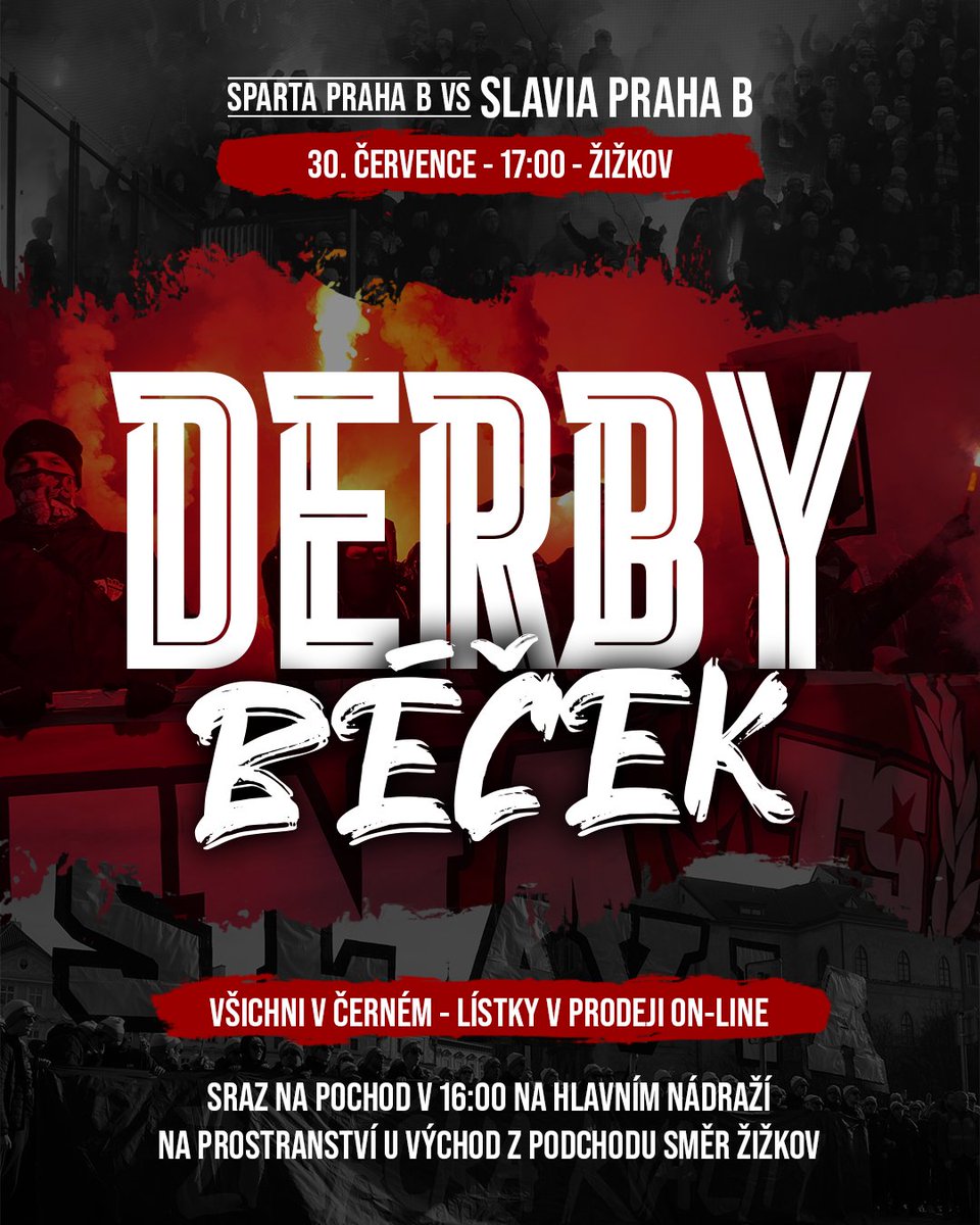 TRIBUNA_SEVER's tweet image. Slávisti, už tuto středu 30. 7. se naše béčko utká s rezervou Sparty na Žižkově od 17:00!
✅ Po delší době vyrážíme podpořit náš rezervní tým, ve kterém nastupuje nejeden navrátivší sešívaný srdcař. Přestože je kapacita hostujícího sektoru omezená, pojďme ho naplnit do…