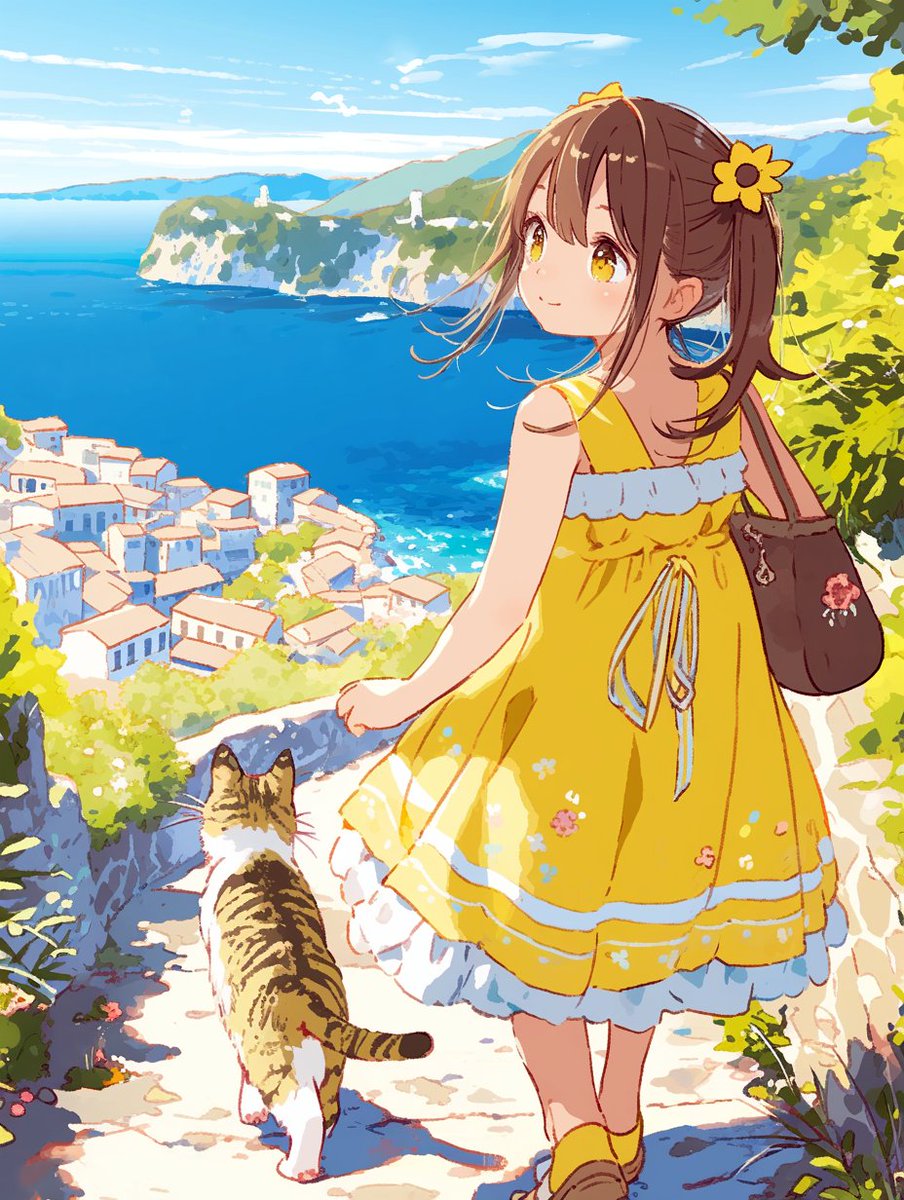 chocola_palette's tweet image. 『猫と歩く港町』
～陽だまりの坂道、港のきらめき～

本日も、ゆるりといきましょー☆