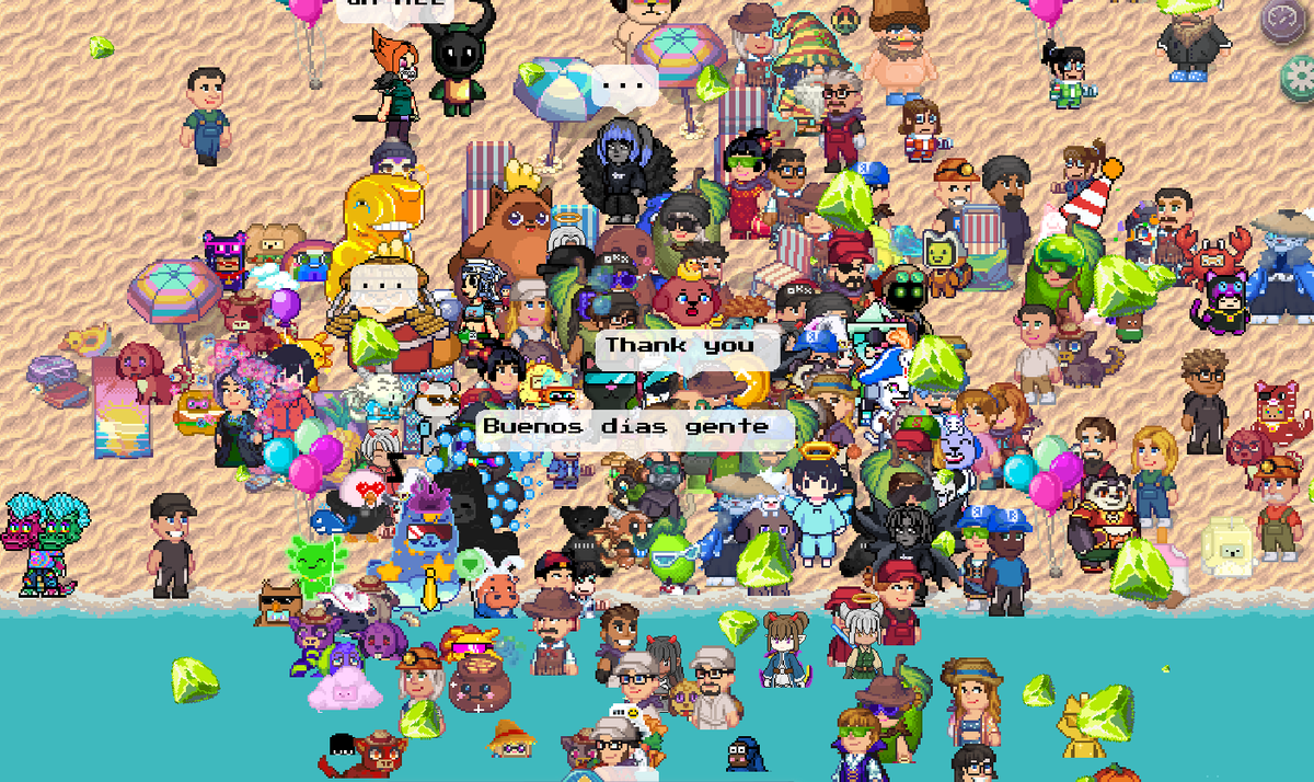 PixelCatGuy's tweet image. Usual Saturday vibes @pixels_online 🌴
Featuring @BlvckParis energy party 🎉
Happening right now at World 1 Beach come join us! 🖤