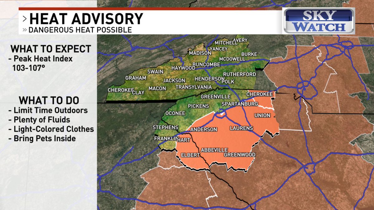 JasonBoyerWLOS's tweet image. The National Weather Service has issued a *HEAT ADVISORY* for Cherokee, UNTIL: Jul 28 2:00AM. More information here --> wlos.com/?More information: wlos.com #News13