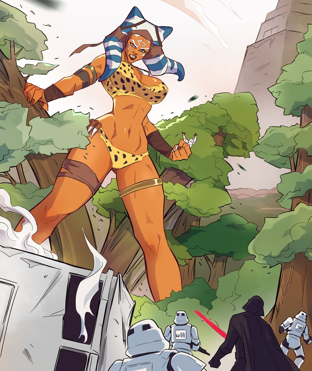 Ahsoka the jungle queen confronts trespassers in her domain~ 🤨commission for <a href="/MisterBigRed1/">MisterBigRed</a> 
#sizetwitter #giantess