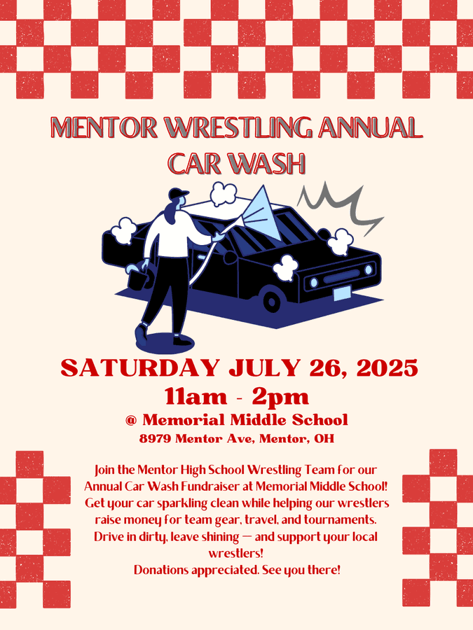 The sun is out and cars need cleaning. MHS wrestling is still having their annual carwash today at Memorial middle school from 11-2.
