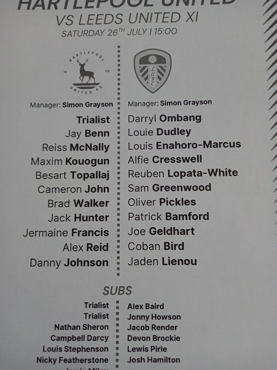 RoyKellySport's tweet image. A very interesting @LUFC line up this afty including local lad Sam Greenwood, ex @Official_HUFC on loan keeper Darryl Ombang and a certain Jonny Howson on the bench