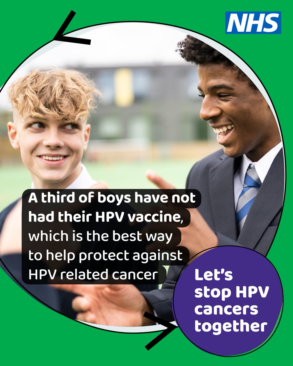 CHFTNHS's tweet image. The HPV vaccine is given to boys to help protect against a range of cancers, including head, neck and mouth cancers.

All boys born after 1st September 2009 who missed their vaccination can catch up at their GP practice until their 25th birthday

See more: buff.ly/5LT0rB1