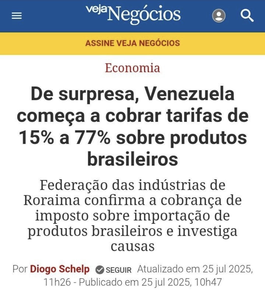 DepRodrigo_'s tweet image. Venezuela começa a taxar produtos brasileiros - país que era aliado de Lula.
- Sim, o Brasil conseguiu ser tarifado pelos EUA e pela Venezuela no mesmo mês. 👀
❌ NEM A ESQUERDA NEM A DIREITA CONFIAM NO LULA!!!